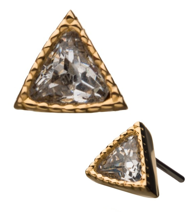 14kt Triangle CZ Threadless Top