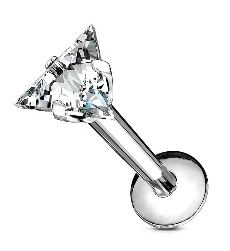 Triangle CZ Prong Internally Threaded Labret