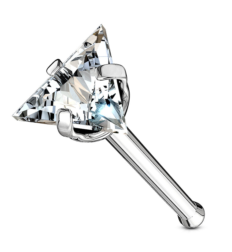 Triangle CZ Stainless Steel Nosebone
