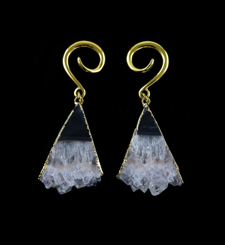 Acute Amethyst Slice Brass Ear Weights