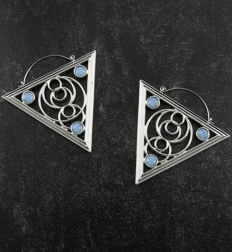 20G Crop Triangle Opalite Plug Hoops