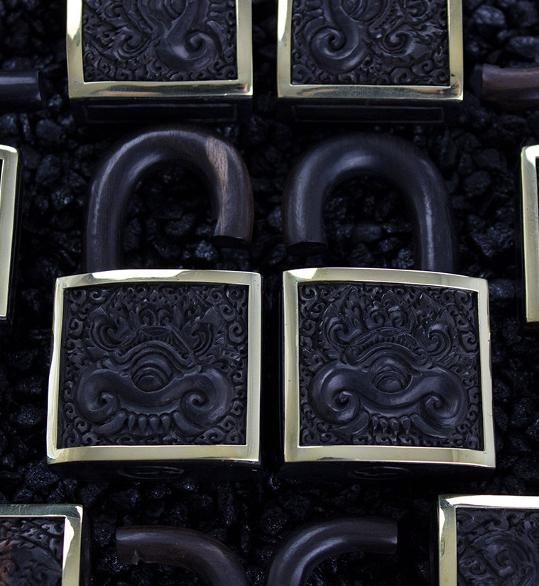 Tribal Padlock Wooden Ear Weights