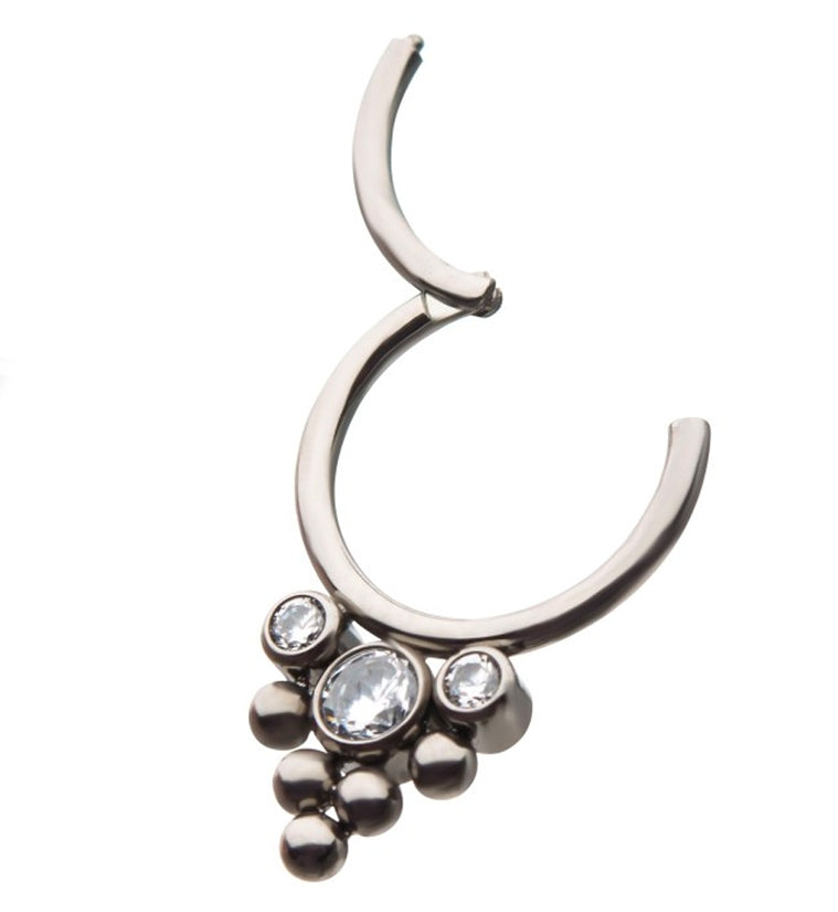 Trident Beaded Titanium Hinged Segment Ring