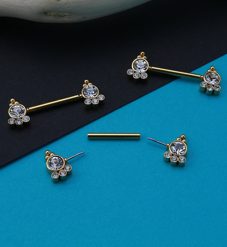 14G Gold PVD Trilogy Threadless Nipple Ring Barbells