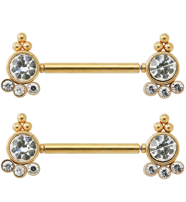 14G Gold PVD Trilogy Threadless Nipple Ring Barbells