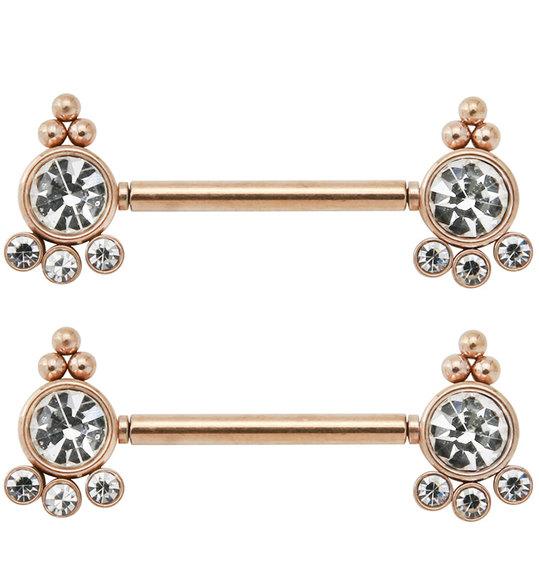14G Rose Gold PVD Trilogy Threadless Nipple Ring Barbells