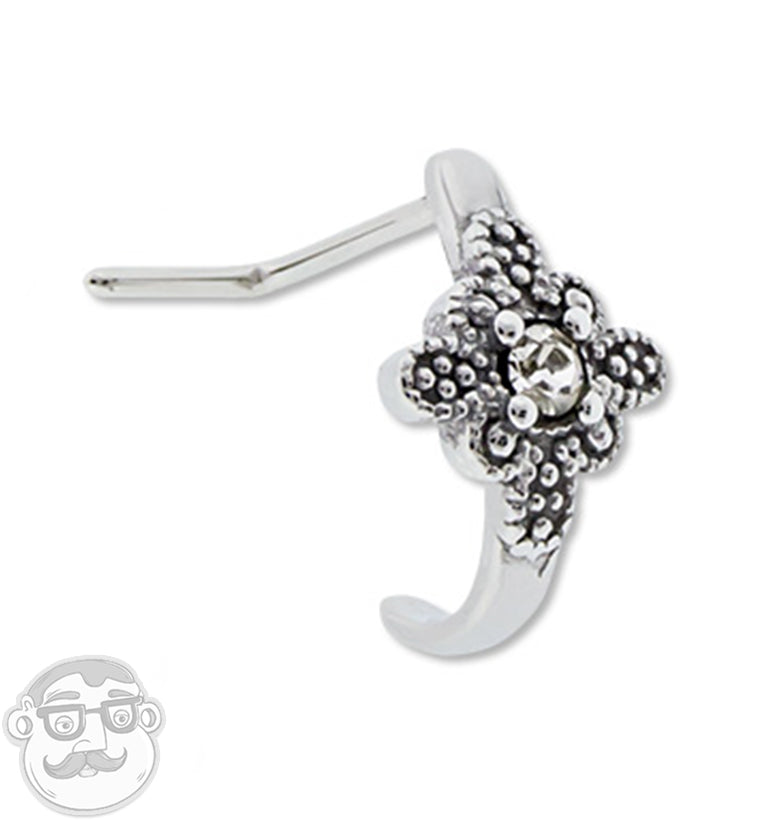 18G Trine CZ Nose Curve Ring