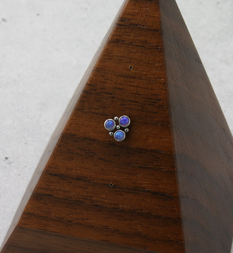 Trinity Beaded Purple Opalite Threadless Titanium Top