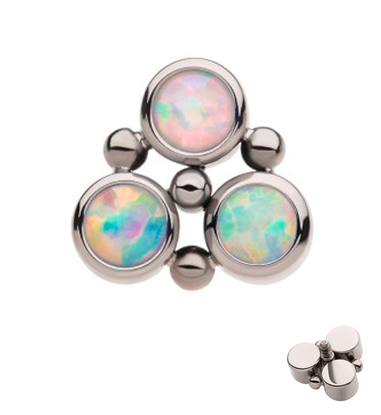 Trinity Beaded White Opalite Internally Threaded Titanium Top