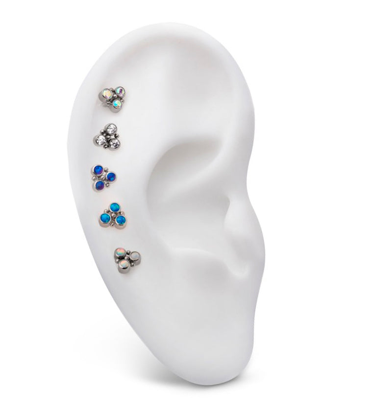 Trinity Beaded White Opalite Threadless Titanium Top