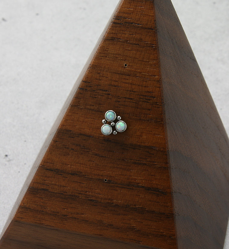 Trinity Beaded White Opalite Threadless Titanium Top