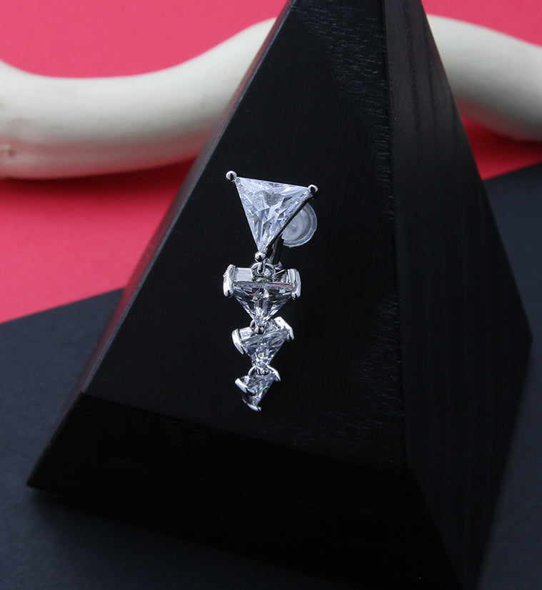 Trinity Dangling CZ Top Down Belly Button Ring