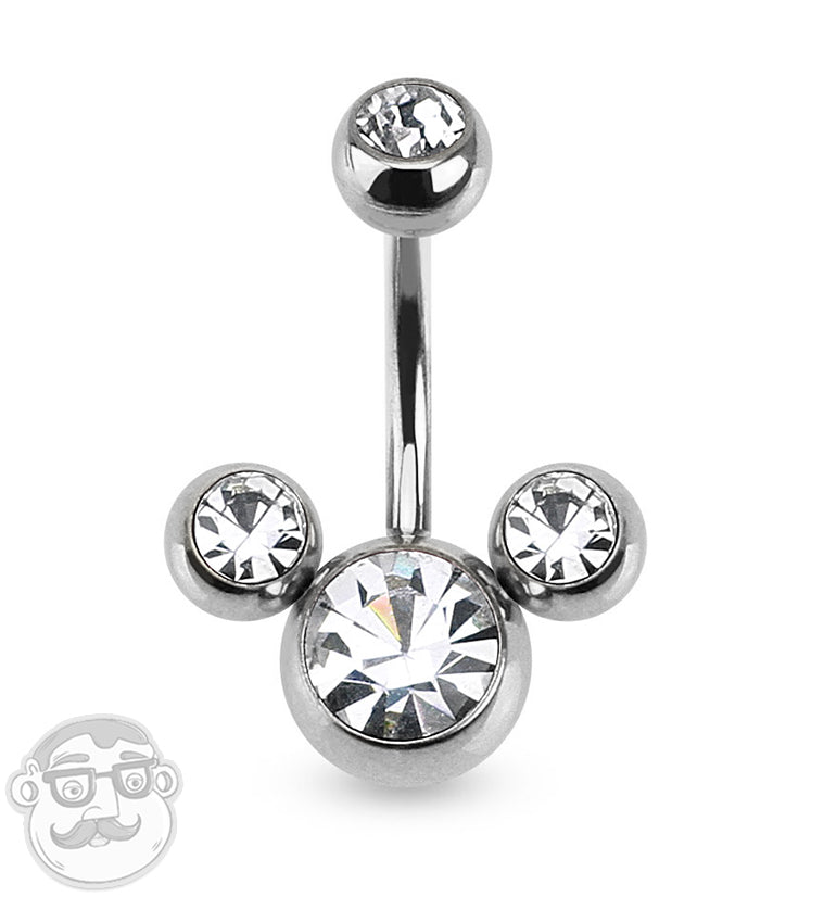 Clear Trinity CZ Belly Button Ring