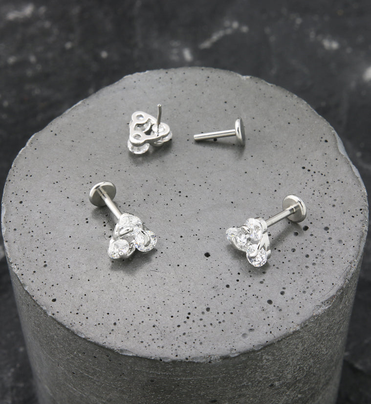 Trinity Twist CZ Stainless Steel Threadless Labret