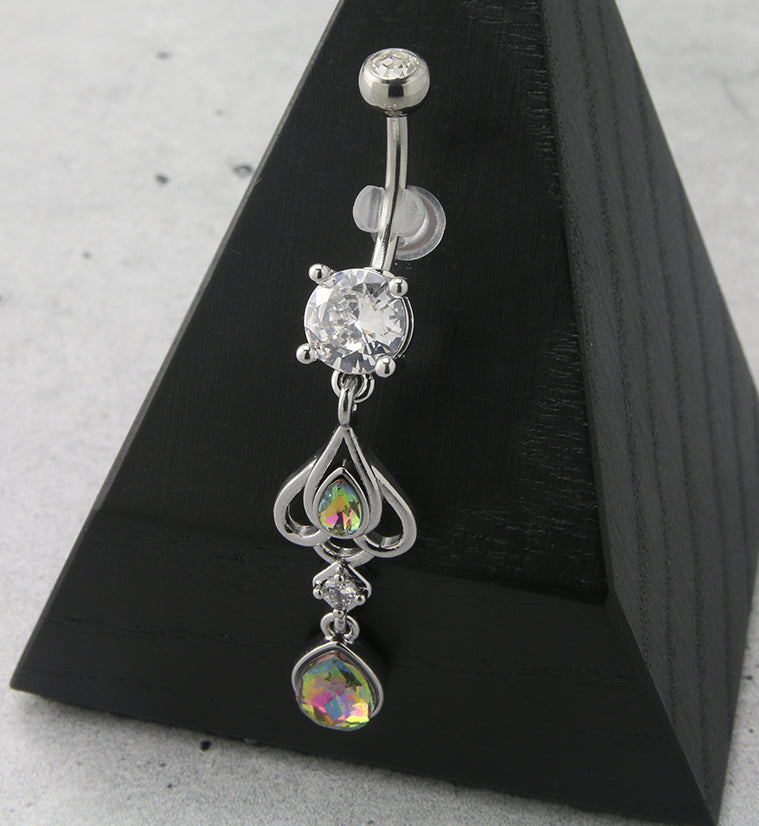 Trinket Dangle Black Aurora CZ Belly Button Ring