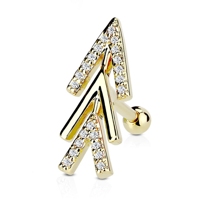 16G Gold PVD Triple Arrow Cartilage Barbell