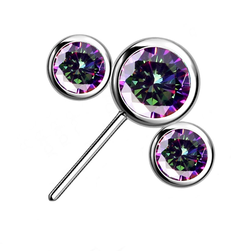 Triple Black Aurora CZ Titanium Side Facing Threadless Top