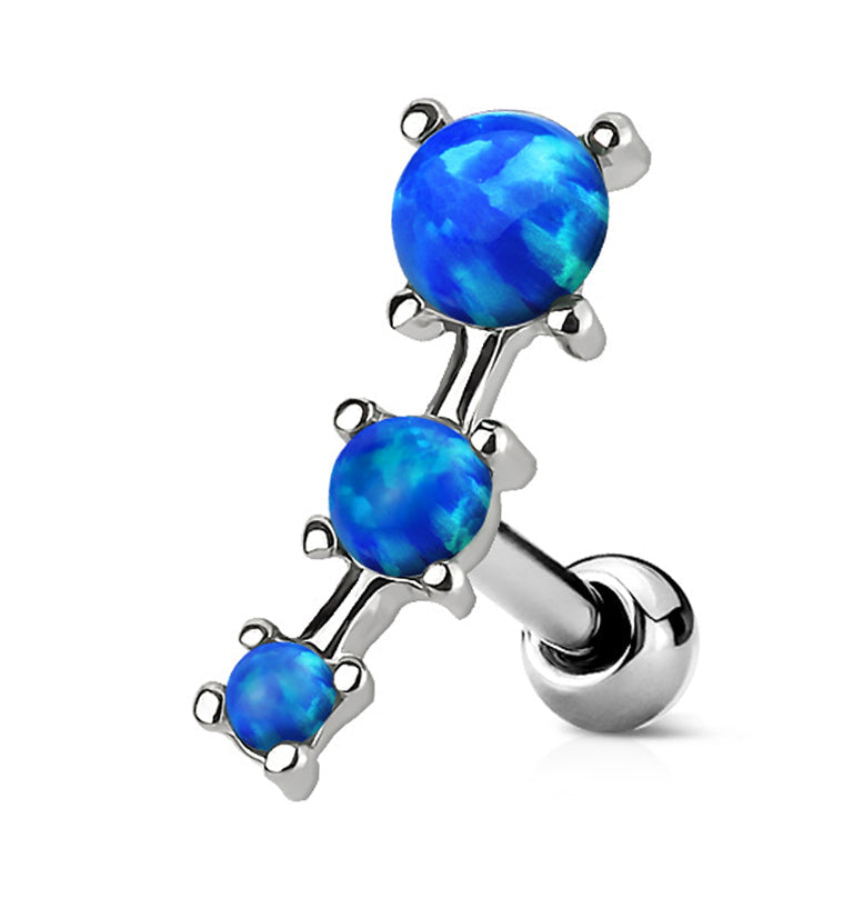 Triple Opalite Ball Steel Cartilage Barbell