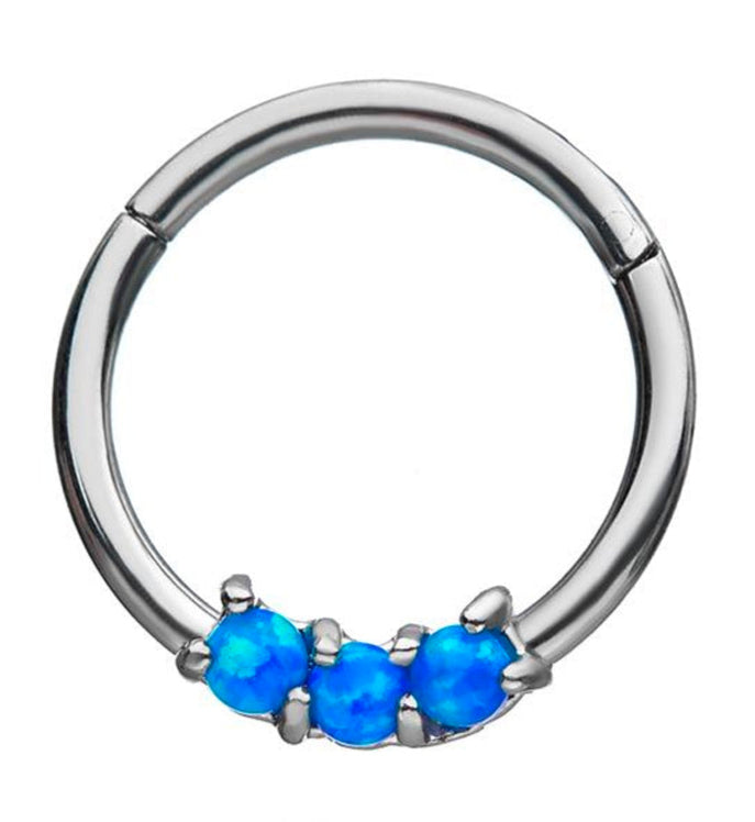 Blue Triple Opal Hinged Segment Ring