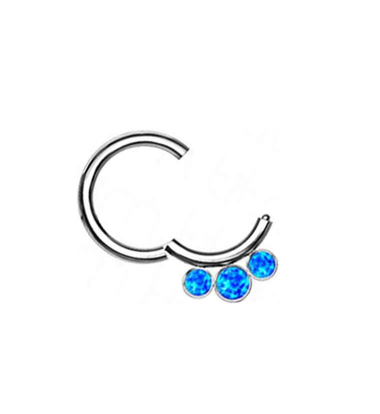 Titanium Hinged Triple Blue Opalite Segment Ring