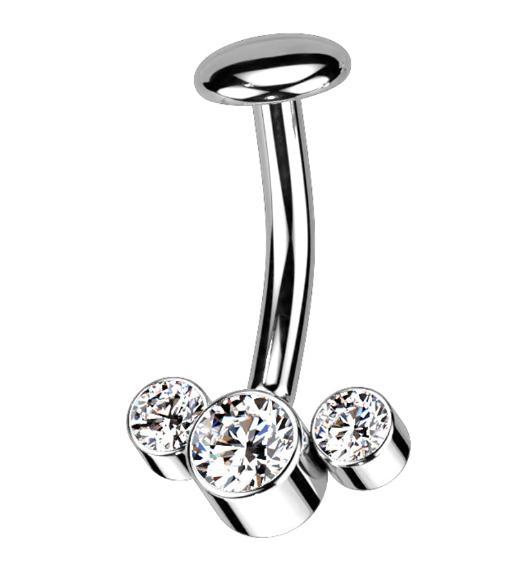Triple Clear CZ Titanium Threadless Floating Belly Button Ring Triple Clear CZ Titanium Threadless Floating Belly Button Ring