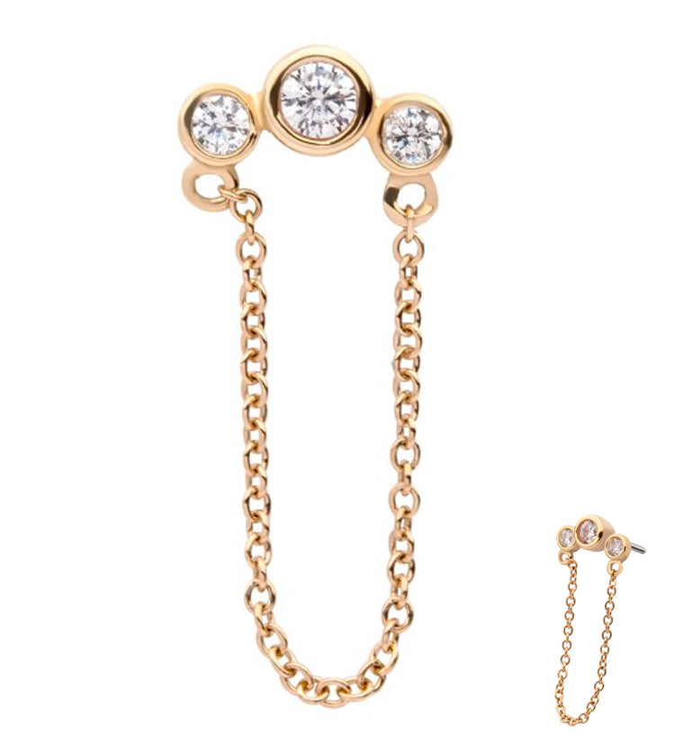 Triple Cluster CZ Dangle Chain Threadless Top