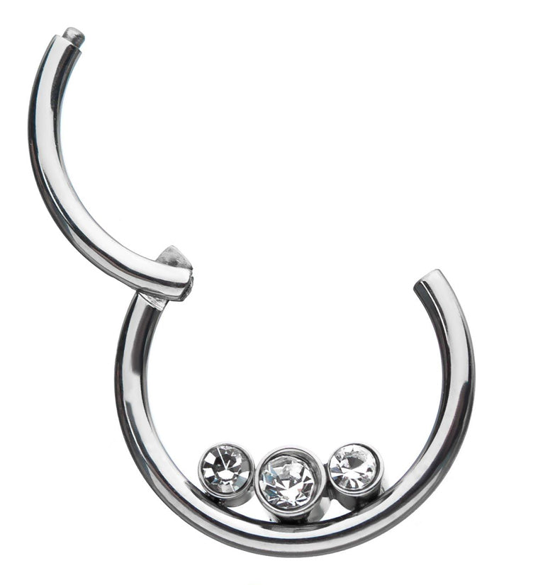 Gold PVD Triple CZ Hinged Segment Ring