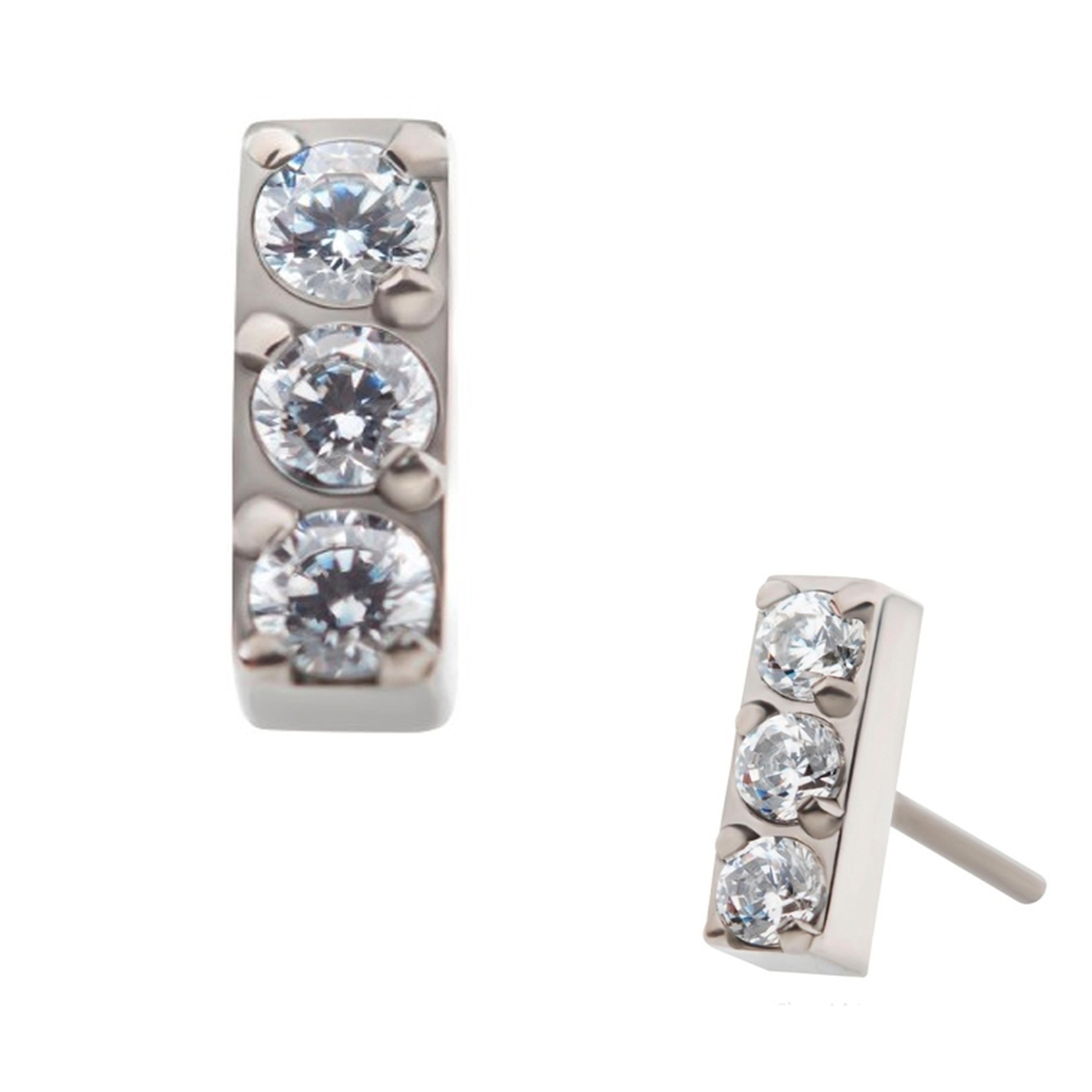 Triple CZ Bar Titanium Top