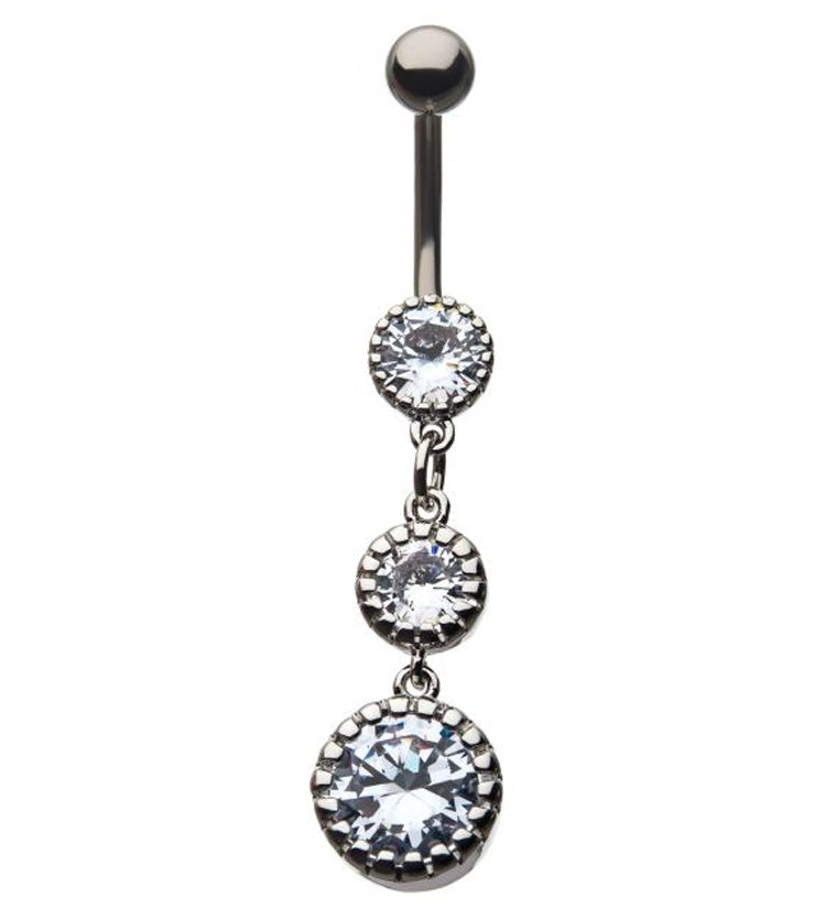 Triple CZ Dangle Belly Ring