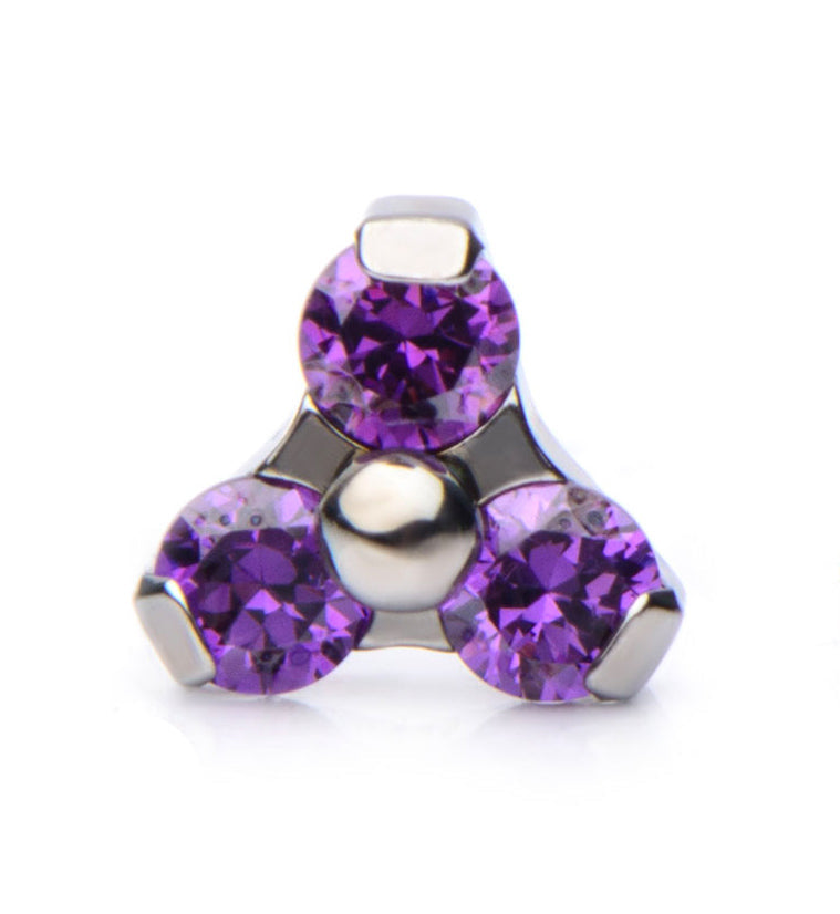 Triple Purple CZ Cluster Titanium End