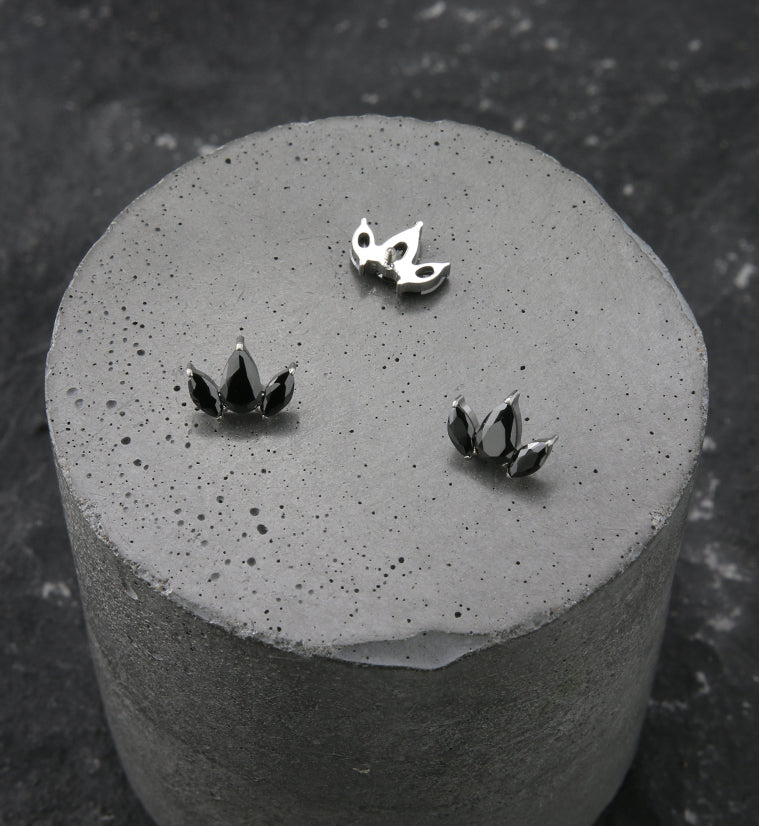 Triple Empress Teardrop Black CZ Internally Threaded Titanium Top