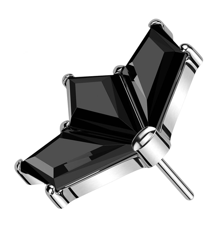 Triple Kite Black CZ Threadless Titanium Top
