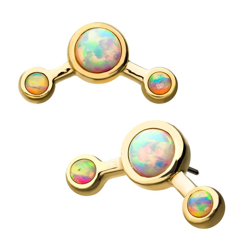 14kt Gold Triple Opalite Threadless Top