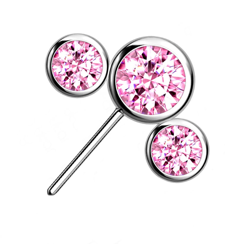 Triple Pink CZ Titanium Side Facing Threadless Top