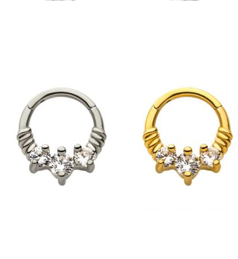 Triple Prong CZ Hinged Segment Ring