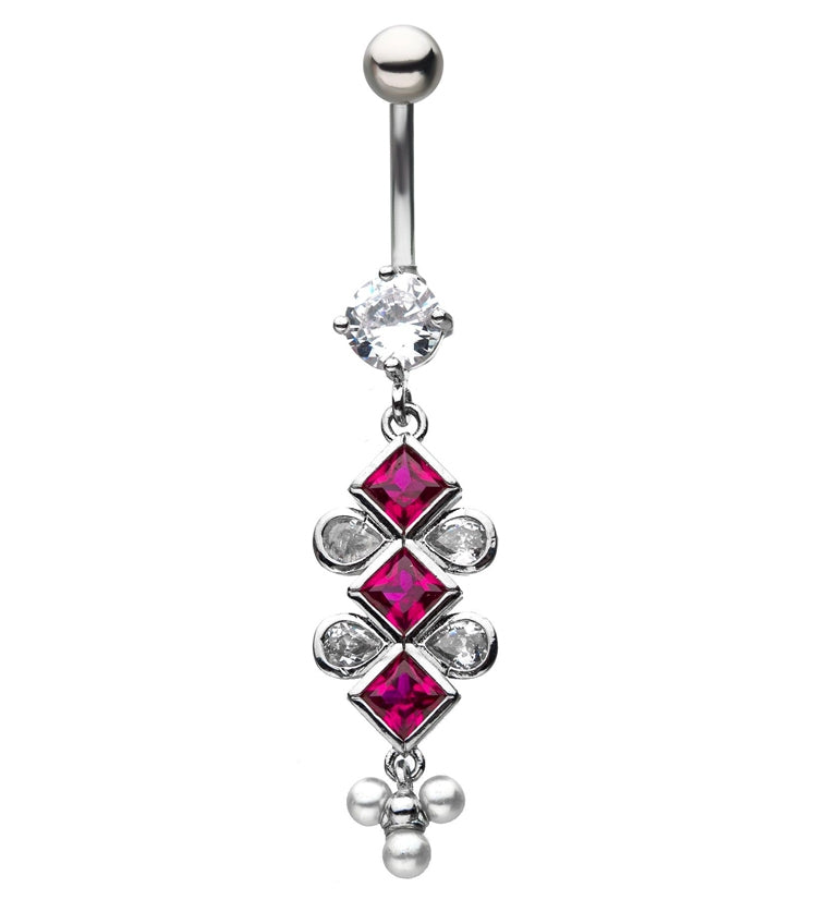 Triple Purple Diamond Hanging Belly Ring