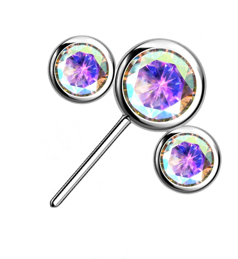 Triple Rainbow Aurora CZ Titanium Side Facing Threadless Top