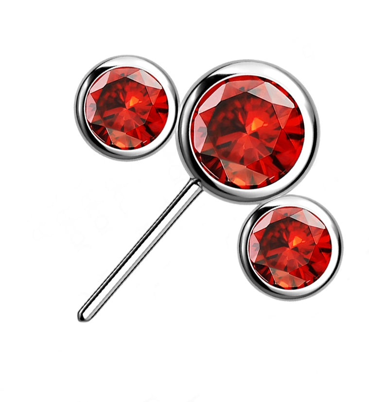 Triple Red CZ Titanium Side Facing Threadless Top