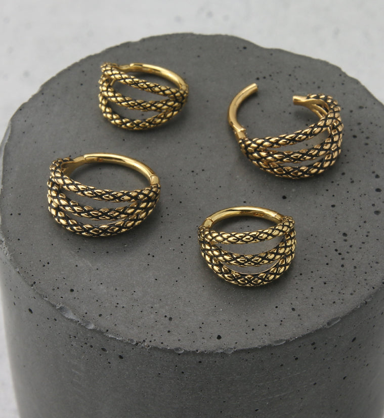 Triple Scales Gold PVD Hinged Segment Ring