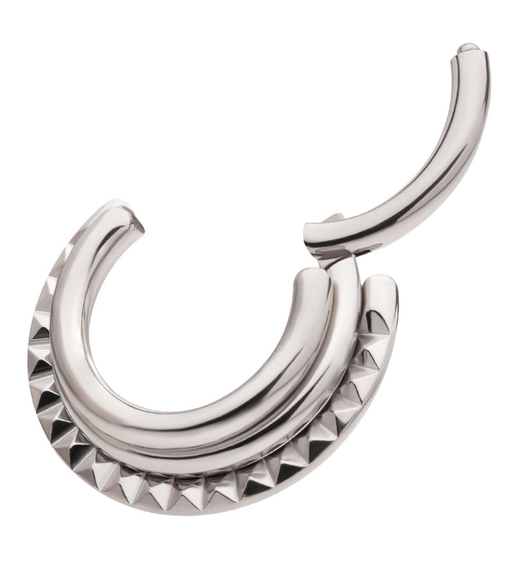 Triple Stacked Polyhedra Titanium Hinged Segment Ring