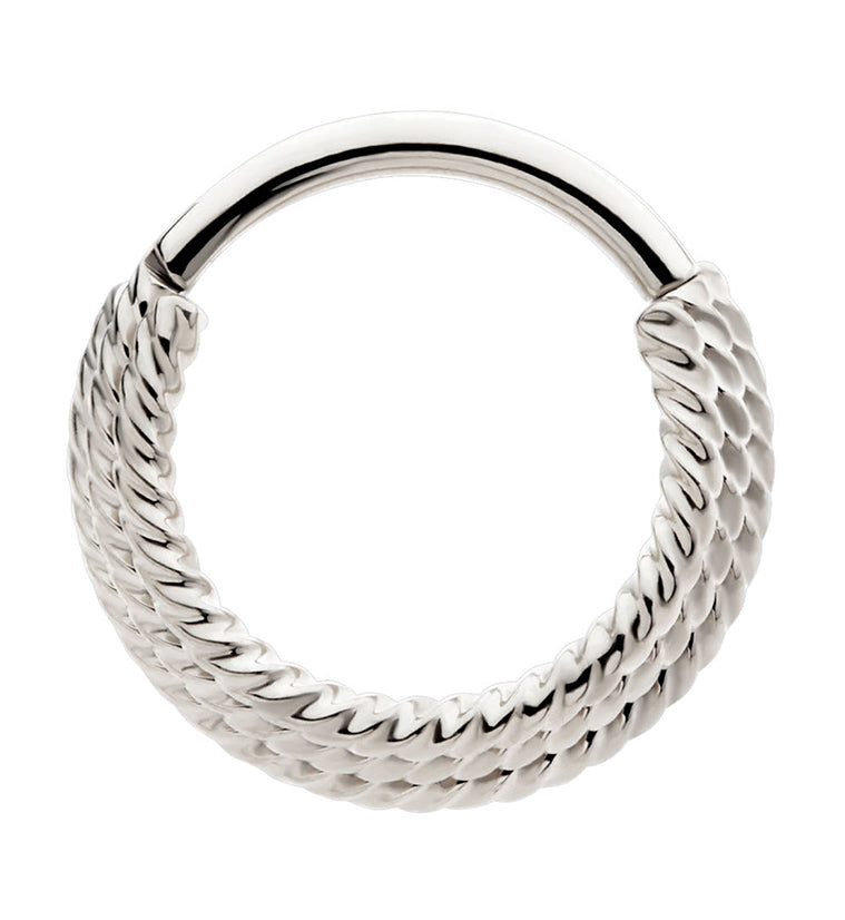 Triple Stacked Twist Stainless Steel Hinged Segment Ring