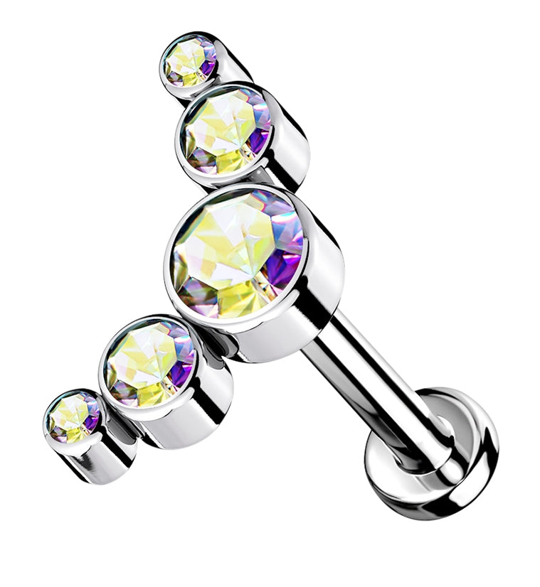 16G Rainbow Aurora CZ Truce Top Titanium Labret