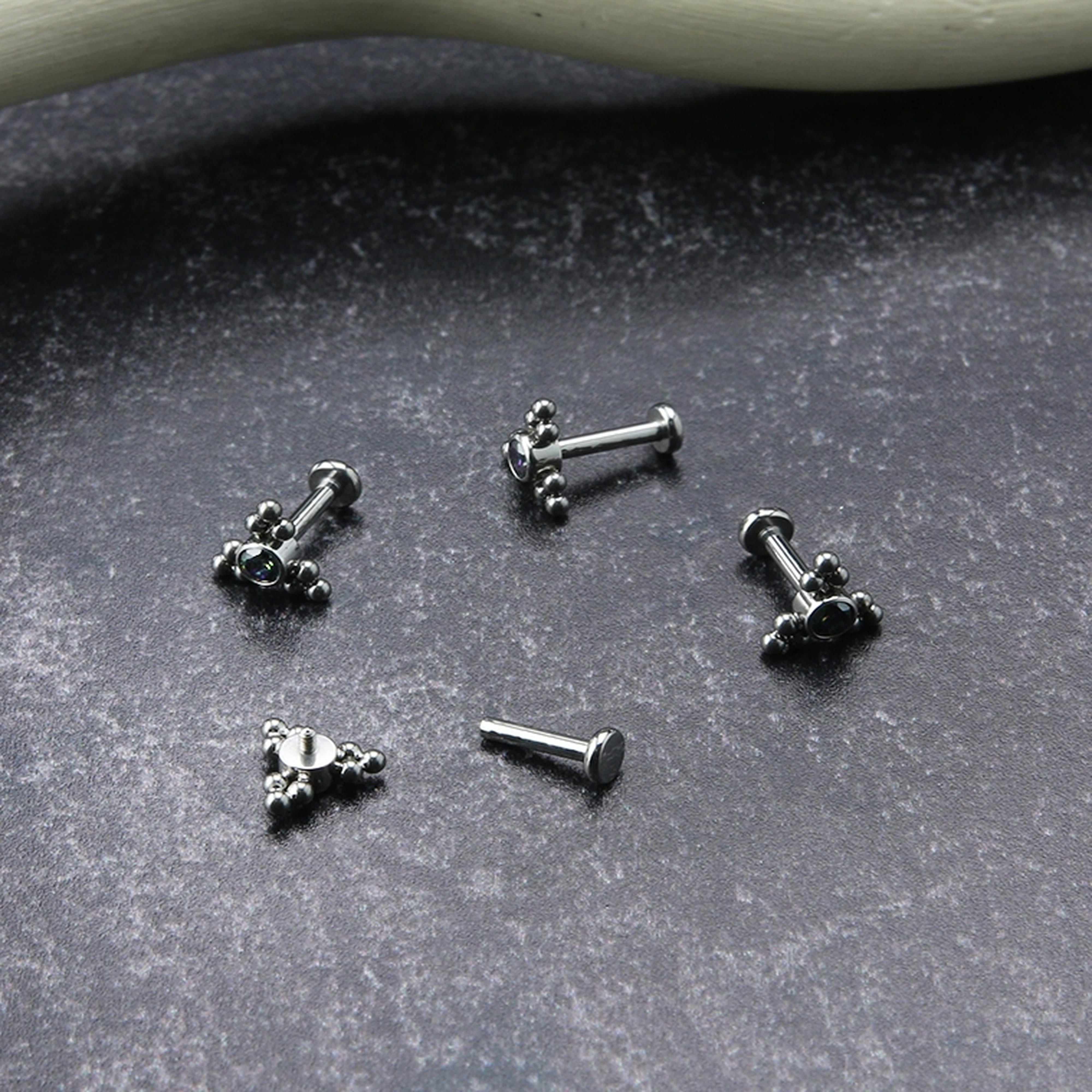 16G Black Aurora CZ Tryst Titanium Labret