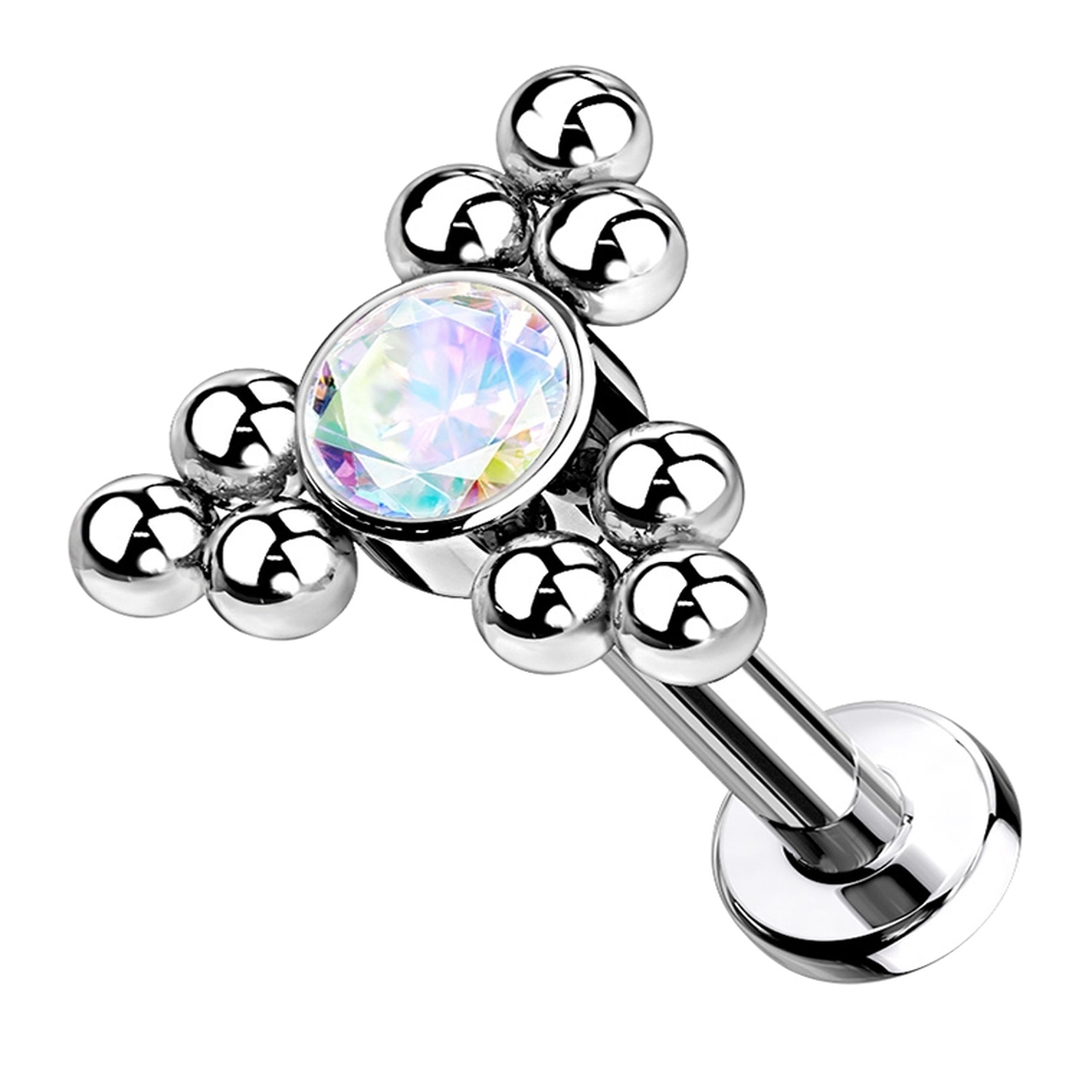 16G Rainbow Aurora CZ Tryst Titanium Labret