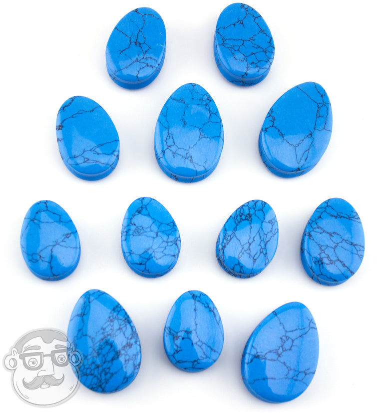 Howlite Turquoise Stone Teardrop Plugs