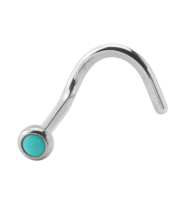 Titanium Nose Screw With Turquoise Stone