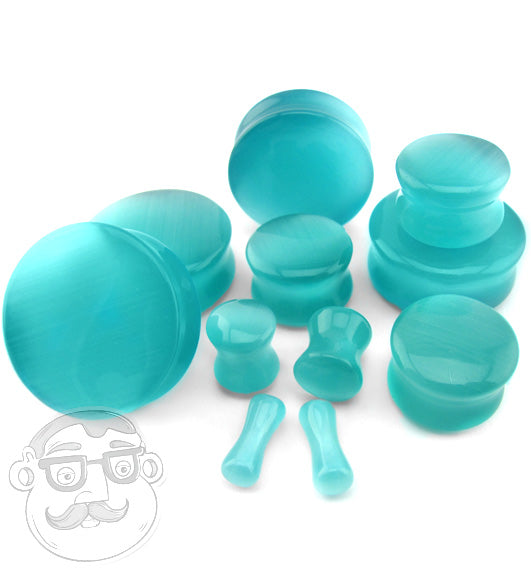 Turquoise Cat's Eye Glass Plugs