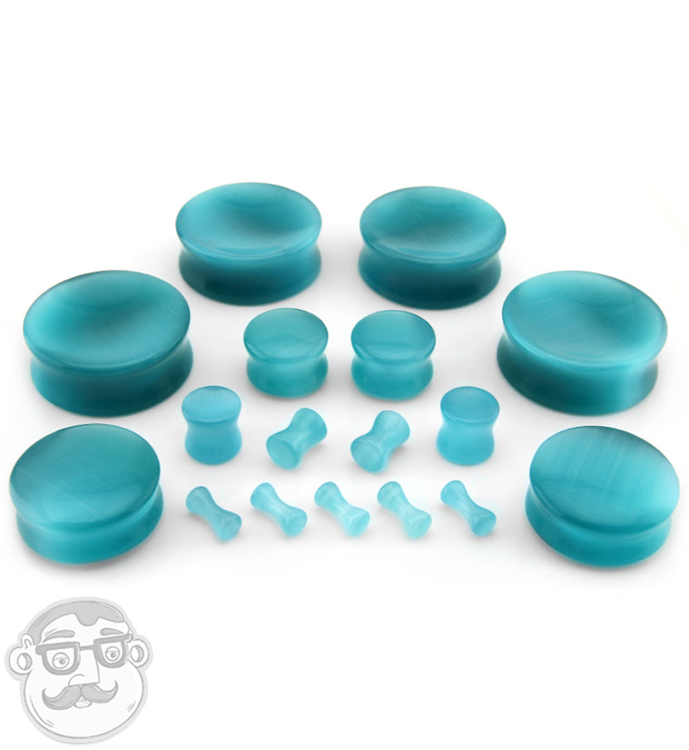 Turquoise Cat's Eye Glass Plugs