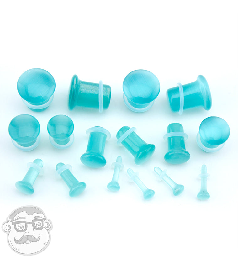 Turquoise Cat's Eye Glass Single Flare Plugs