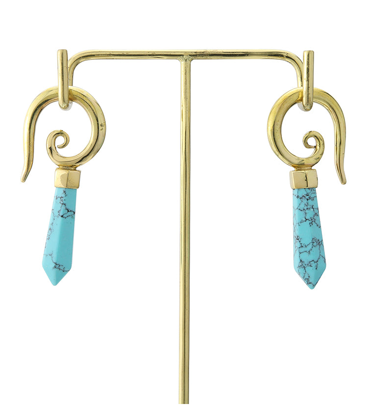 Turquoise Cutlas Brass Ear Weights